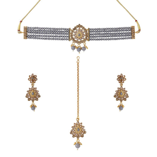 Yellow Chimes Kundan Studded Choker Set - Party Accessory