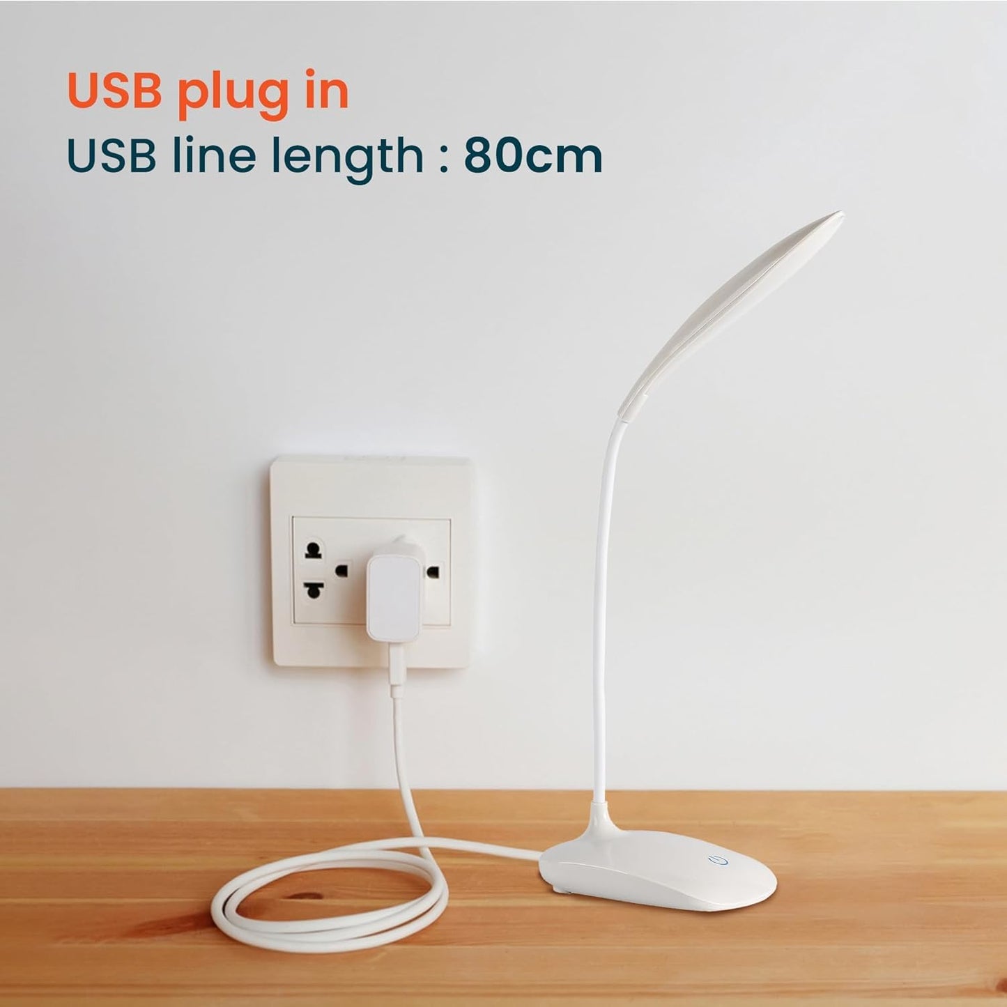 Pack of 5: Rechargeable Table Lamp with USB Plug-in | Battery Capacity: 1200mAh | Color: White