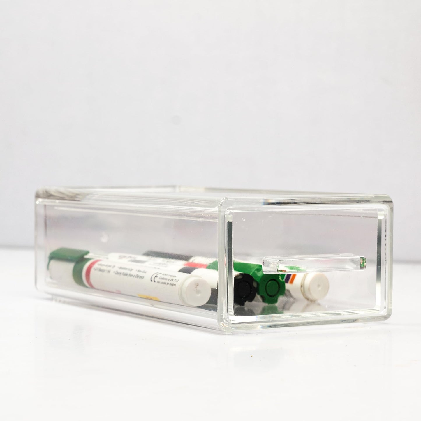 Pack of 2: Clear Pull-Out Storage Drawer Organizer | Stackable Design for Makeup, Office | 2.1x3.54x7.4 in | Clear