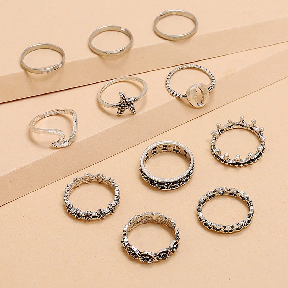 Yellow Chimes Silver Oxidised Knuckle Rings - trendy gift option