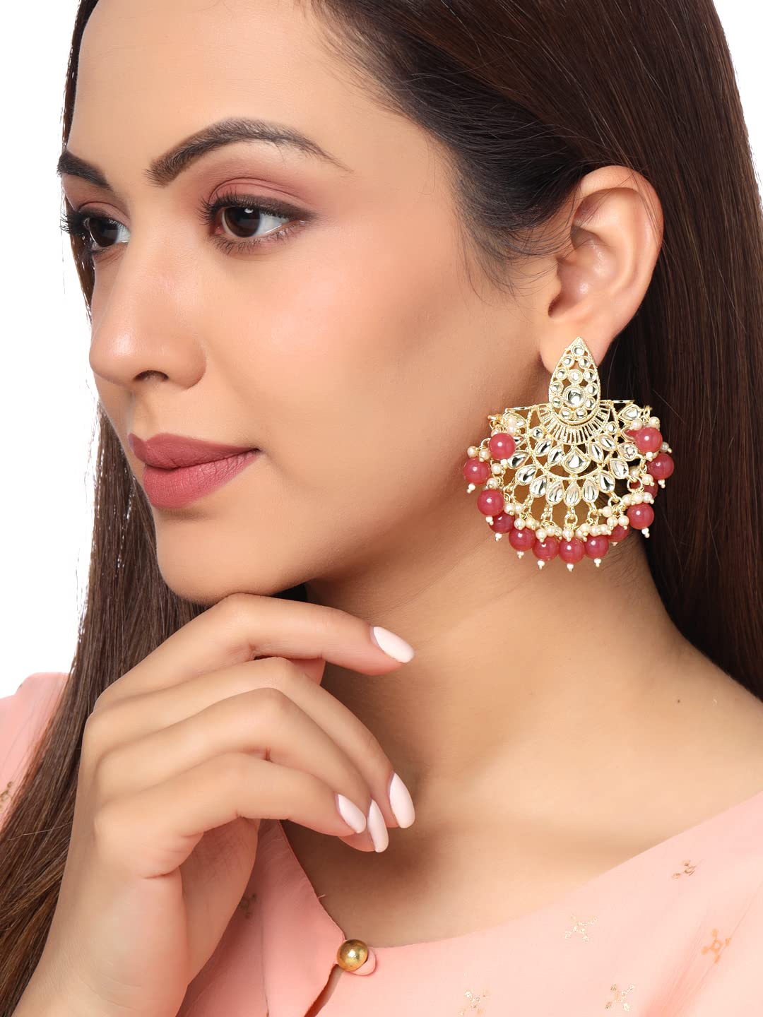 Yellow Chimes women's chandbali earrings - elegant party accessory