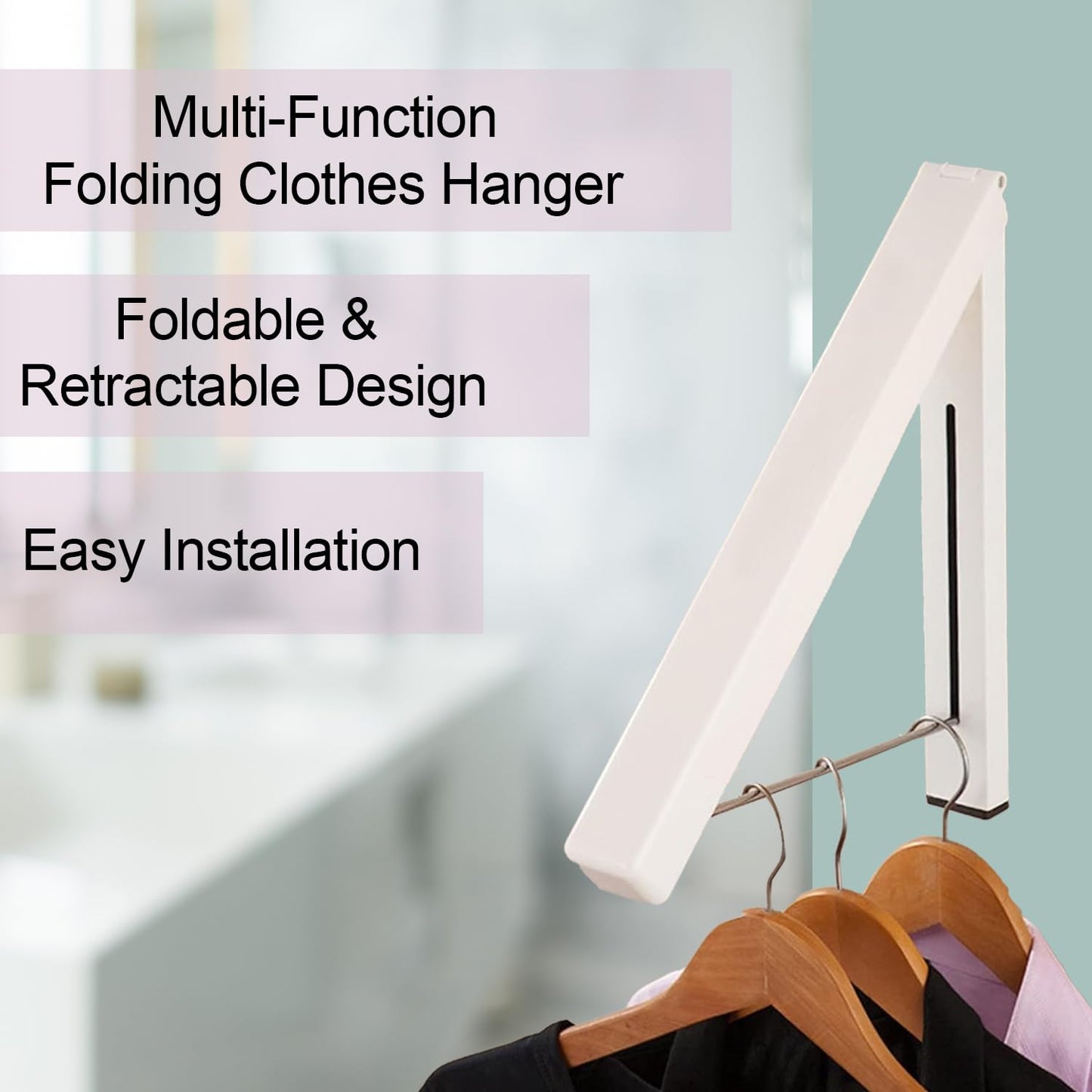 Wall Mounted Drying Rack with Folding Design & Installation Screws | Unfold Size: 33x23-29x4.5cm | White