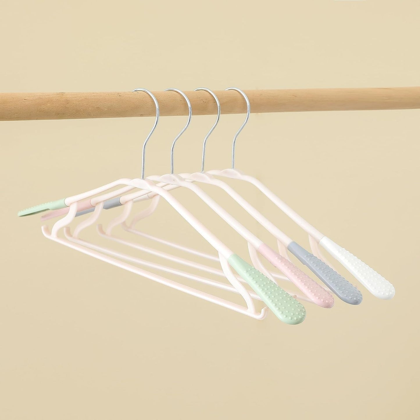 Set of 15: Cloth Hangers with Zinc Plated Steel Hooks | Durable & Rust-Resistant | Grey