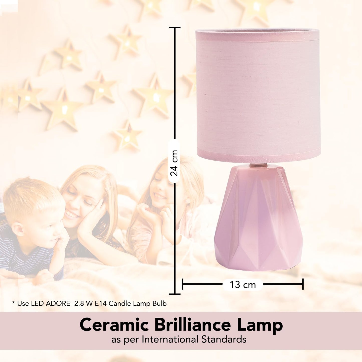 Ekhasa Ceramic Side Table Lamp for Bedroom | Bedside Night Lamps | Decorative Aesthetic Table Lamp for Living Room & Home Decoration | Cute Small Beautiful Bed Side Reading Light Lamp for Room