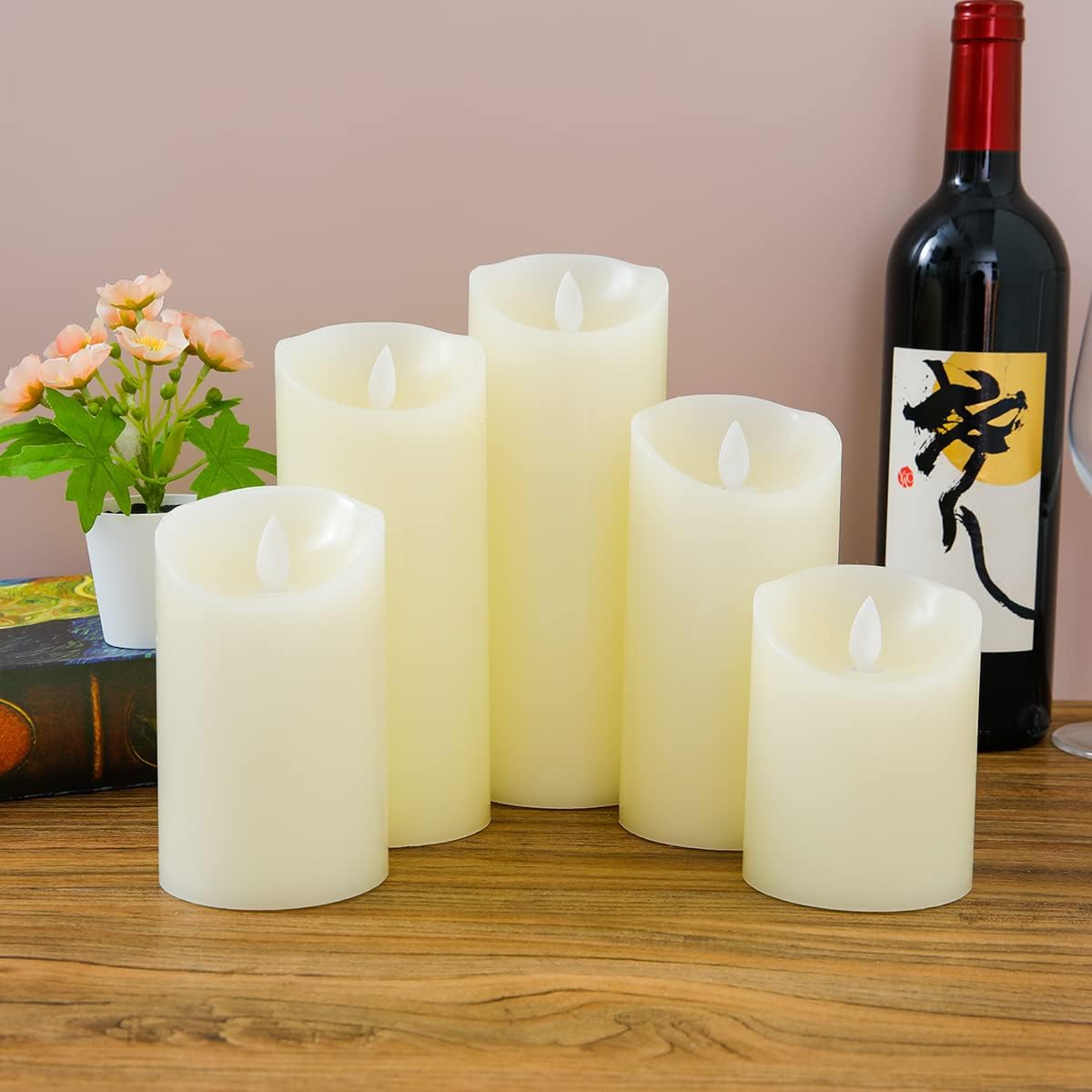 Pack of 4: LED Candles - Flameless, Battery Operated, Yellow Light | Set of 4 | Perfect for Diwali | Gray