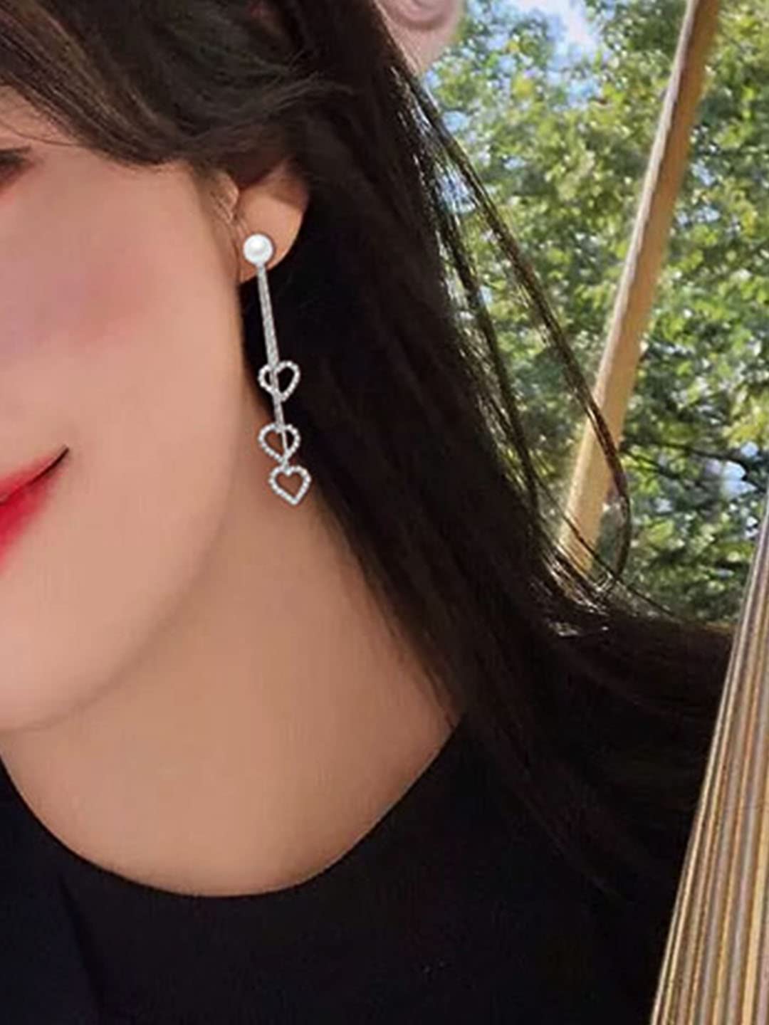 Yellow Chimes Silver Pearl Dangler Earrings - Casual outing