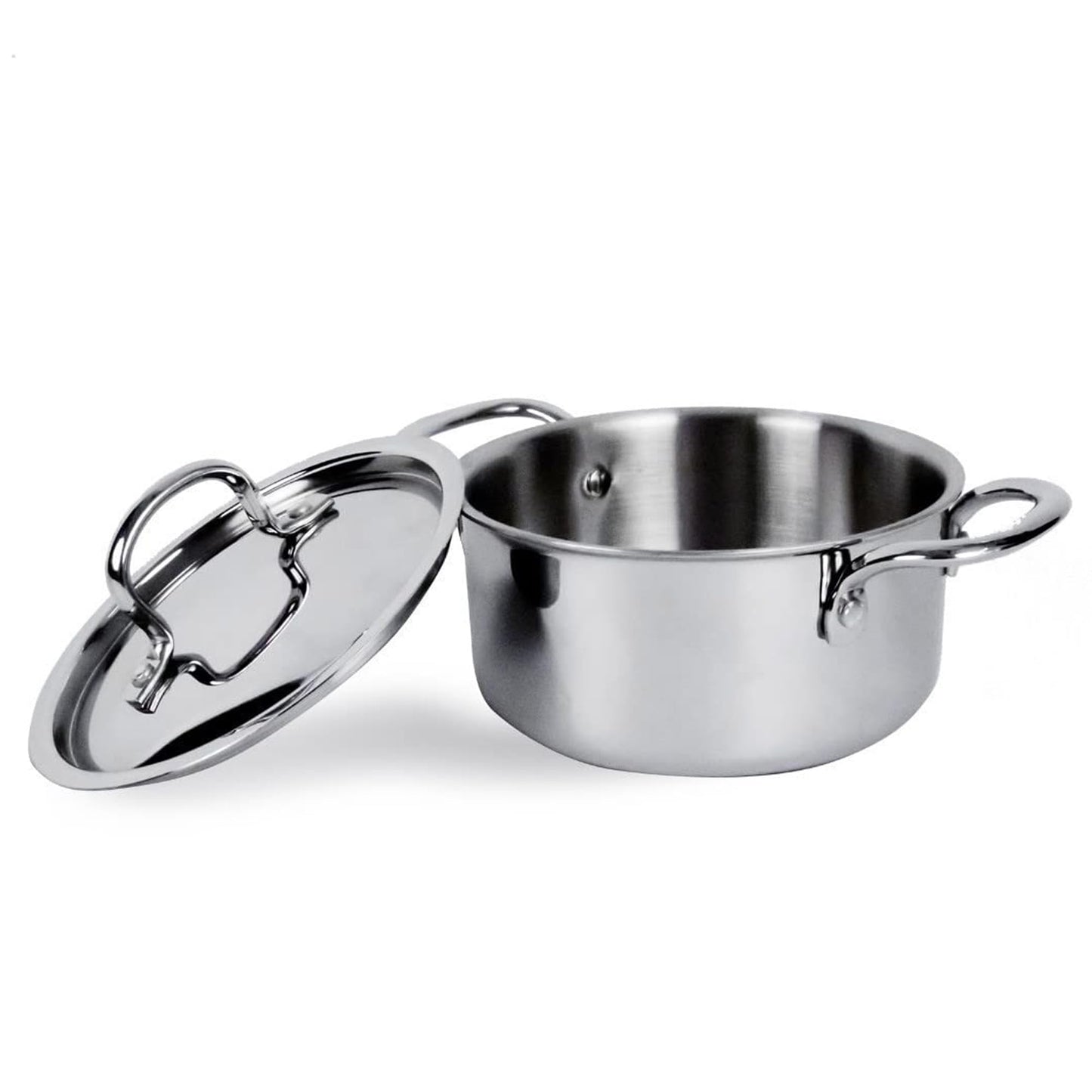 Triply Stainless Steel Casserole with Lid | 3L | 20 cm Diameter | Dishwasher Safe | Silver Color