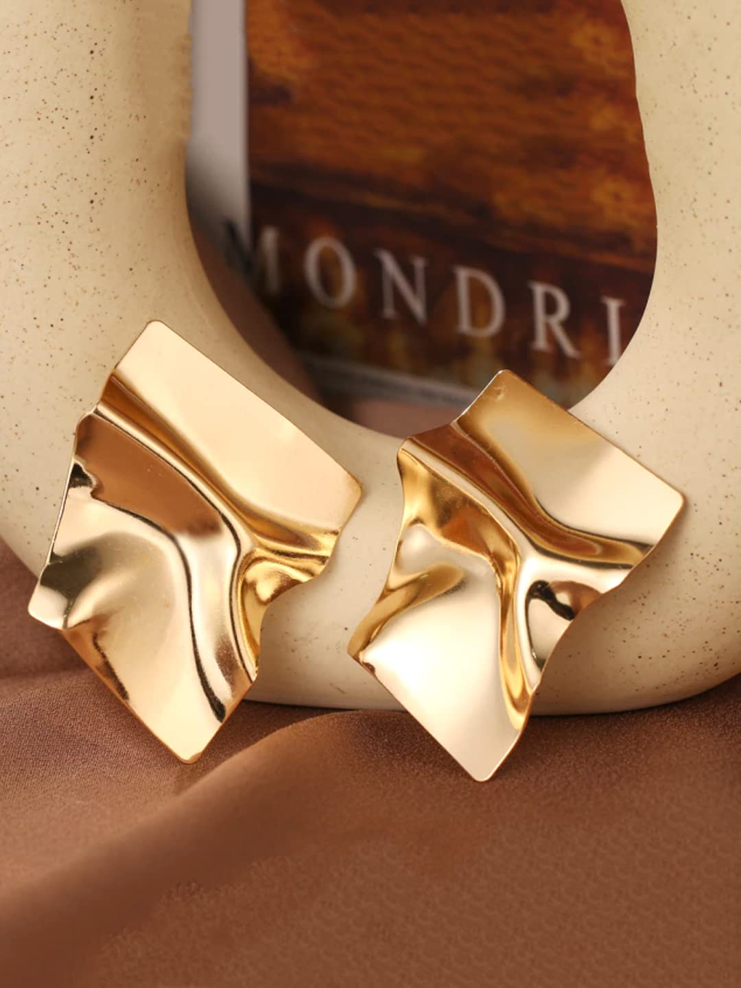 Yellow Chimes Gold Plated Geometric Earrings - For Casual Wear