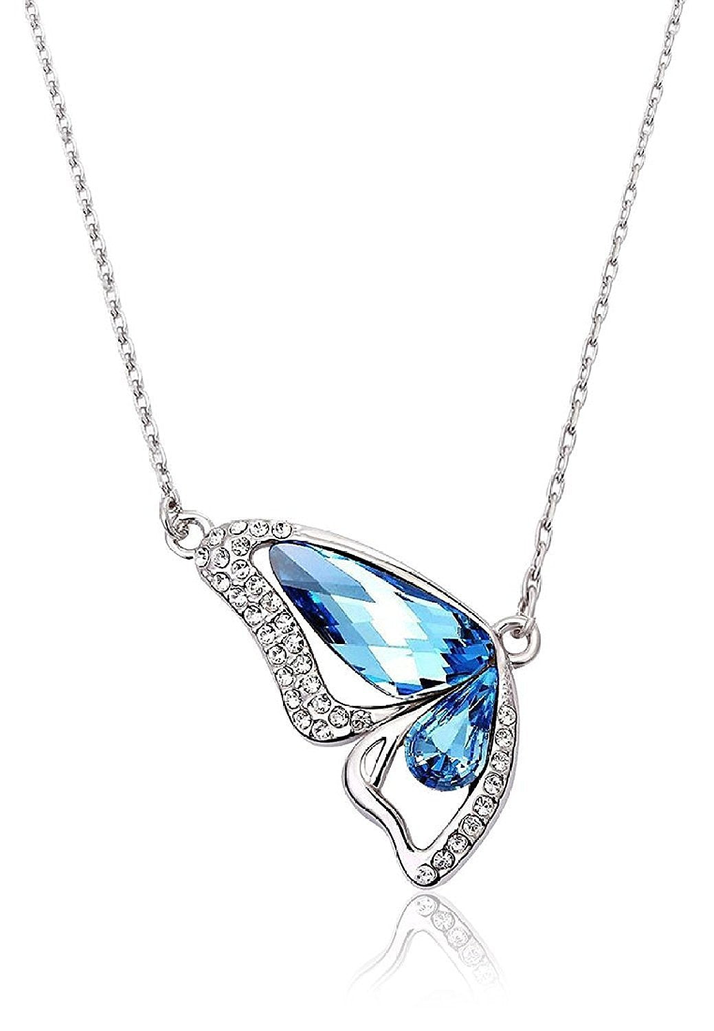 Yellow Chimes Blue Butterfly Pendant - Stylish crystal jewelry