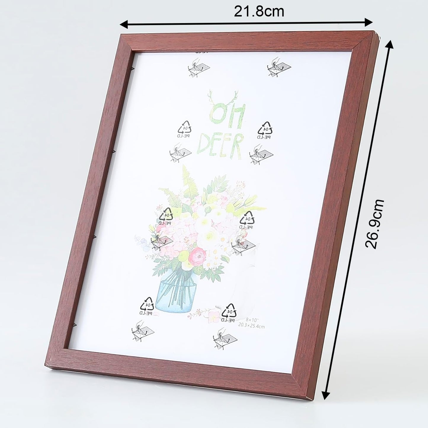 Photo Frame for Home Décor | Horizontal & Vertical Orientation | 21.8x26.9CM | Brown | Crystal Clear Glass