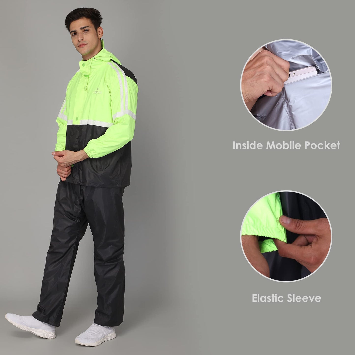 Clownfish grey raincoat - running on a rainy day