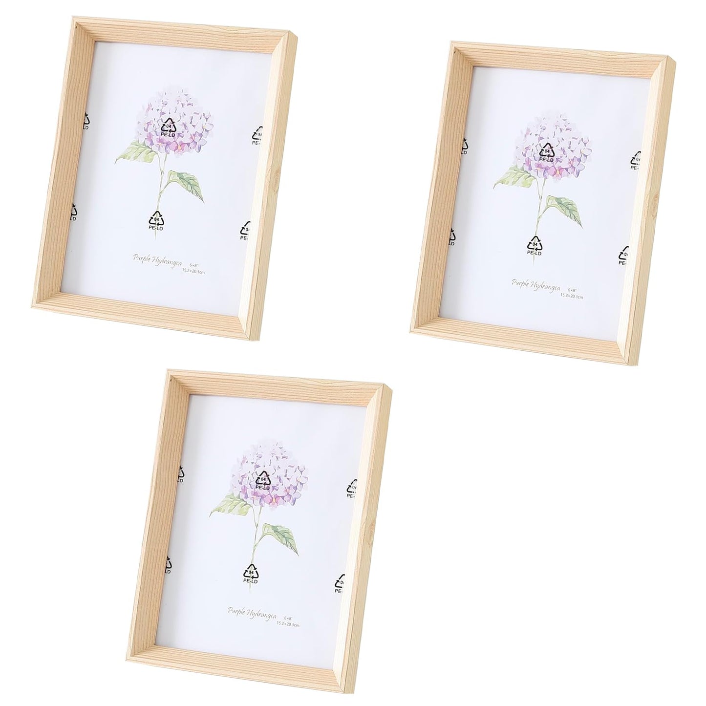 Pack of 3: Photo Frames - Horizontal & Vertical Use, Crystal Clear Glass | Size: 16.7x21.8CM | Natural