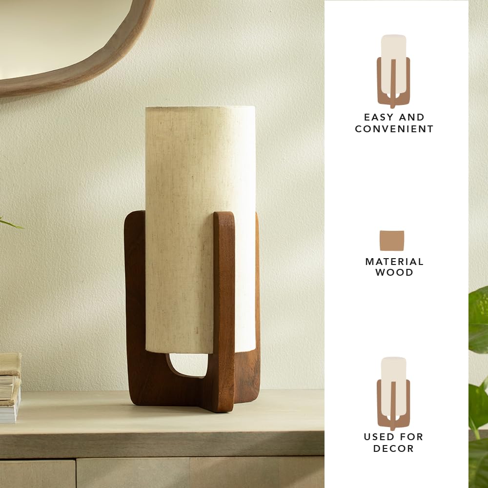 Ellementry Gren Wooden Table Lamp for Bedroom | Bedside Lamp for Bedroom | Eco- Friendly Table Lamp for Living Room | Sustainable Home D�cor Items | Bedroom D�cor | Cinnamon