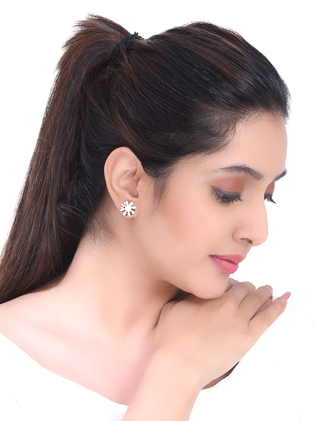 Yellow Chimes rose gold earrings - Casual outfit