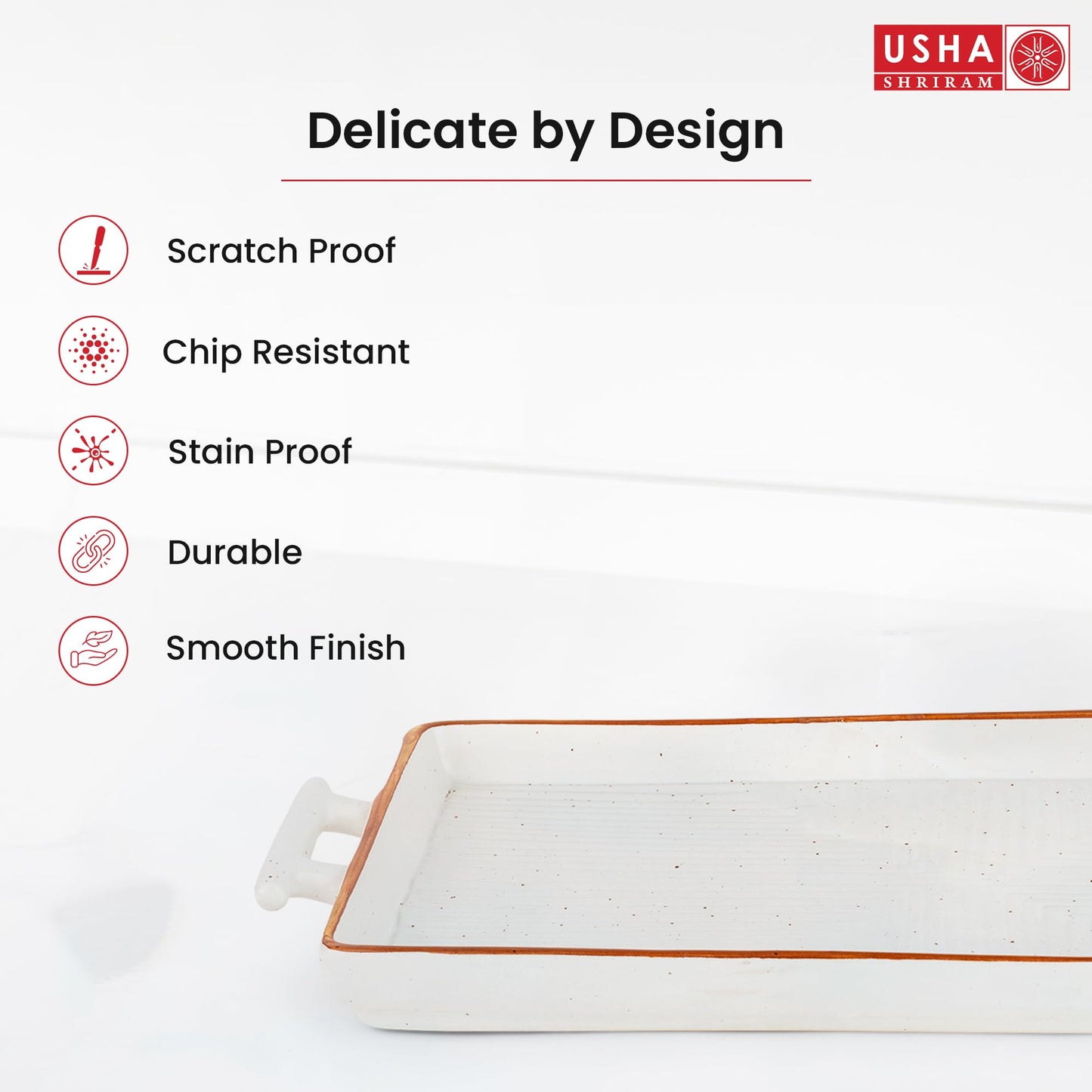 USHA SHRIRAM Ceramic Tray For Serving Microwave Safe Round Dry Fruit Tray For Serving Fruit Basket For Dining Table Serving Platter Tray For Snacks Breakfast Tray Snack Tray (White)