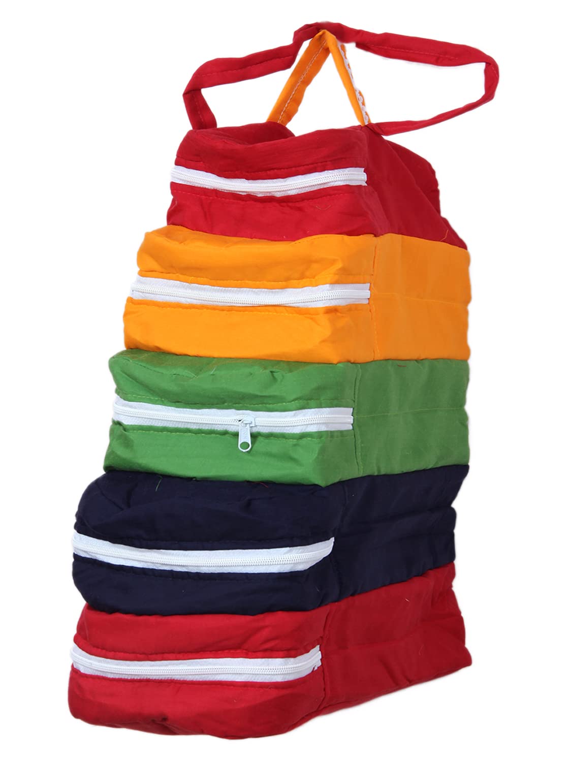 Kuber Industries Multiuses 5-Tier Hanging Cotton Shoe Organizer, Cover, Protector, Travelling Kit (Multicolour), (49KM0475)