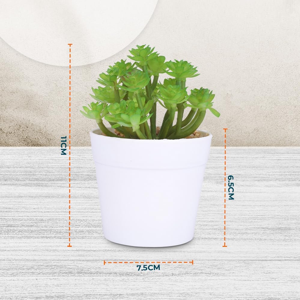 Pack of 4: Artificial Indoor Plants - Natural Look, Includes Pots | Green | Ideal for Home Décor