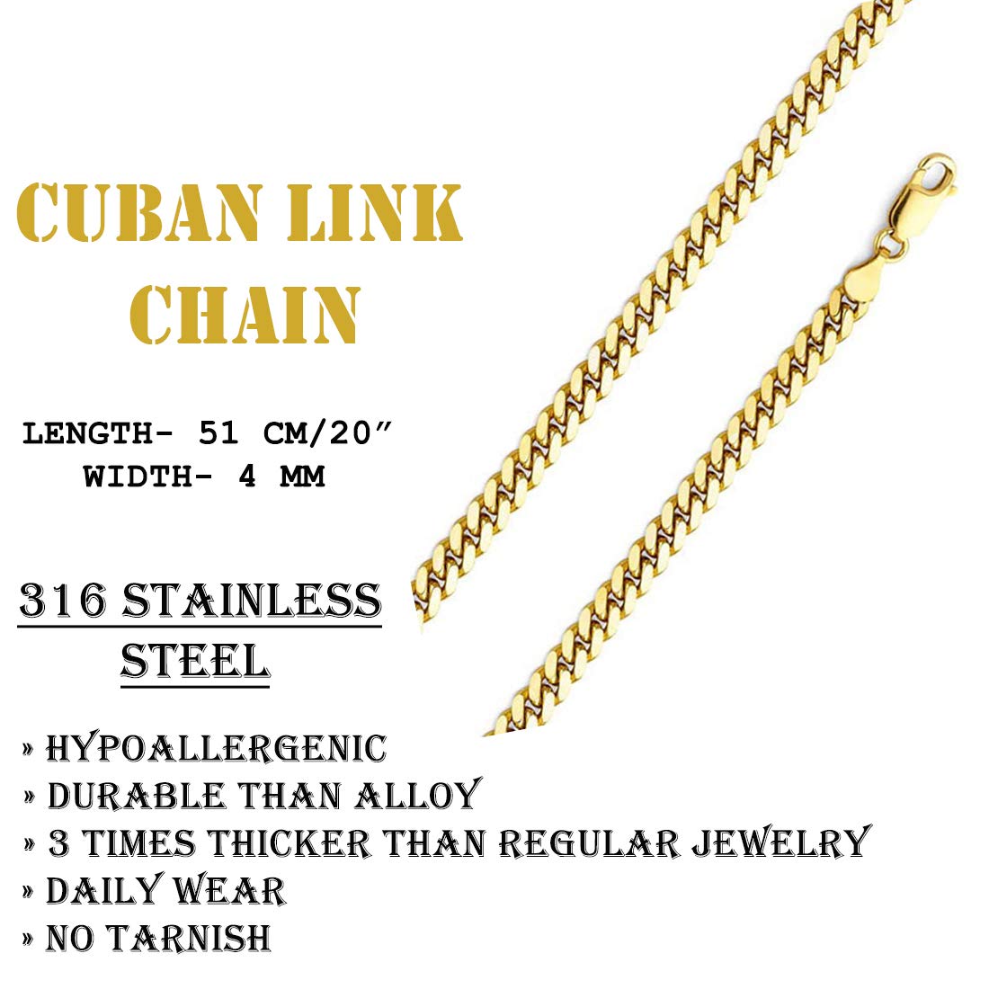 Yellow Chimes unisex gold chain - fashion accessory for casual outings