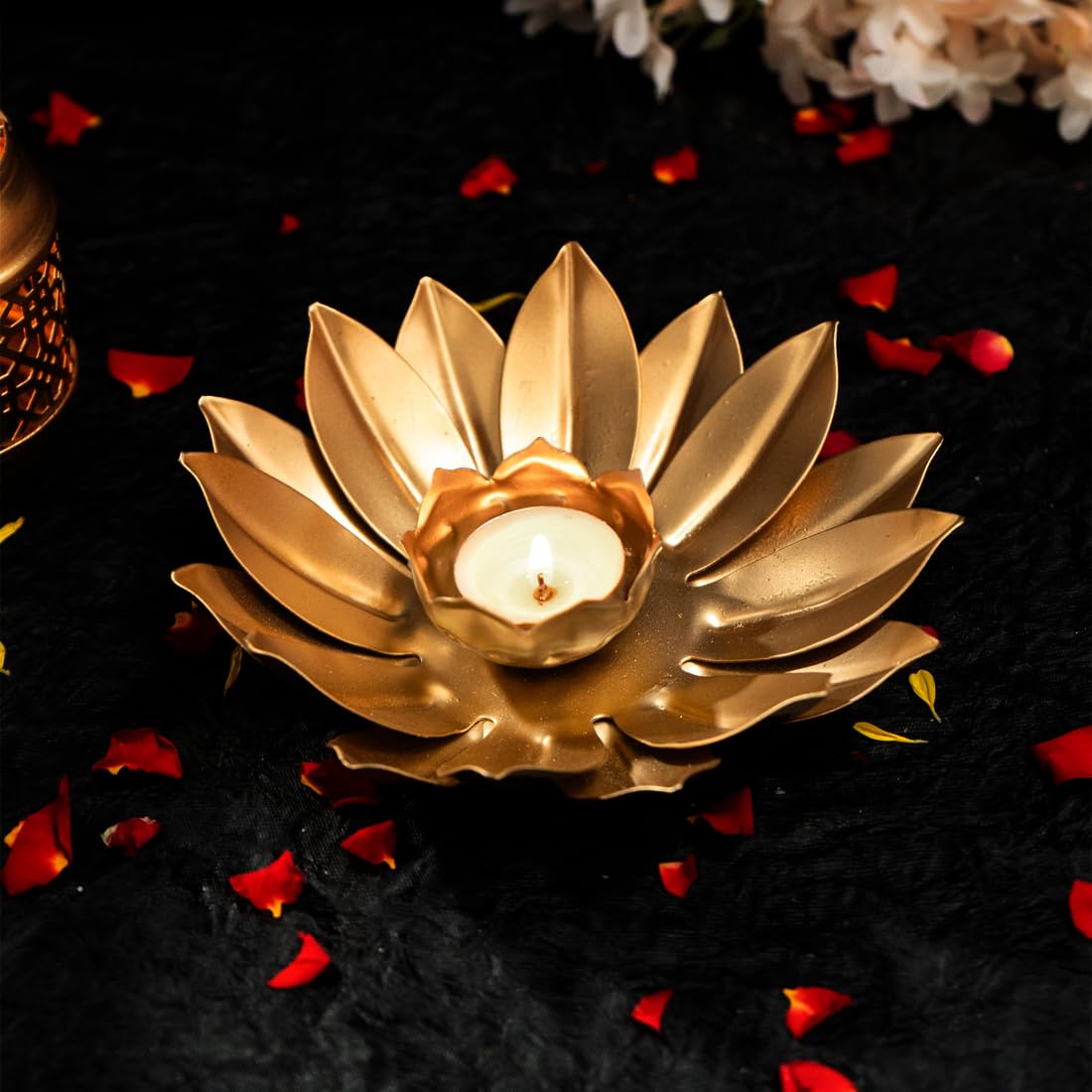 Ekhasa Urli Bowl for Home Decor & Table Decoration | Floating Flowers, Tealight Candles Water Bowl for Diwali Pooja & Festivals | Gift for House Warming Ceremony (Tealight, Urli Combo)