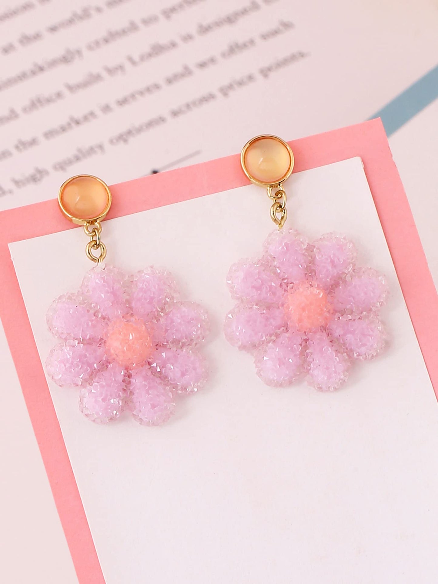 Yellow Chimes Gold Toned Purple Floral Drop Earrings - Perfect for birthdays