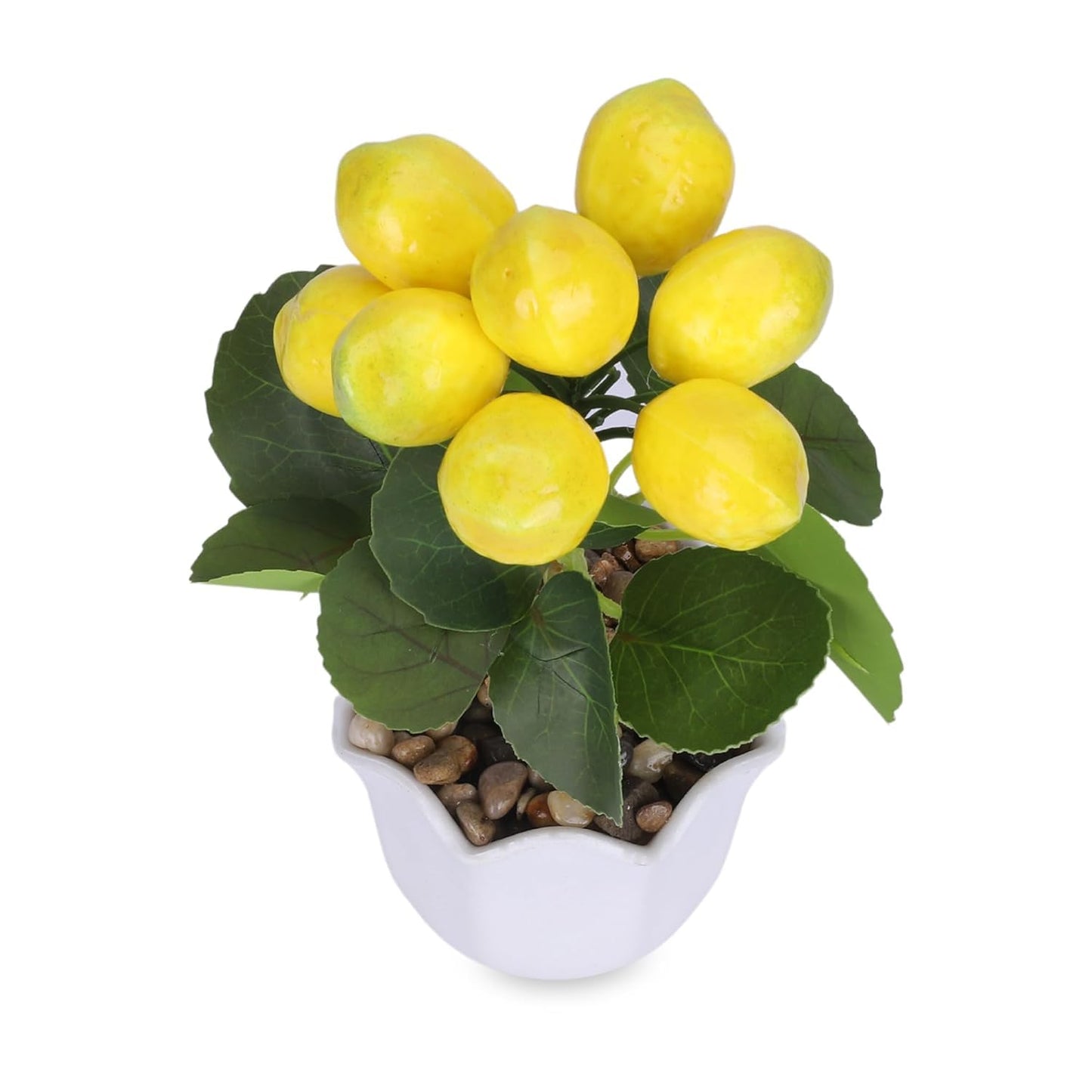 Pack of 2: Artificial Indoor Plants - Natural Looking, Includes Pots | Perfect for Home Décor | Yellow