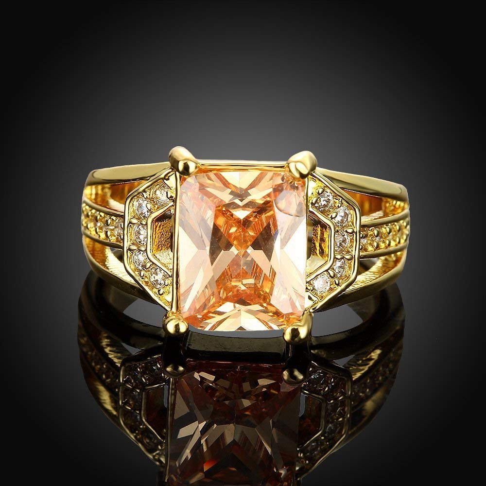 Yellow Chimes Adjustable Crystal Ring - Elegant Style
