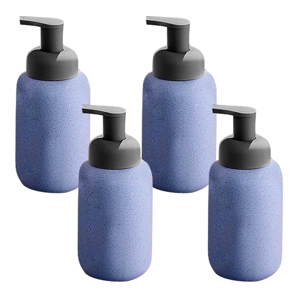 Set of 4: Ceramic Liquid Dispensers - Ideal for Shampoo, Lotion & More | 400ml | Blue