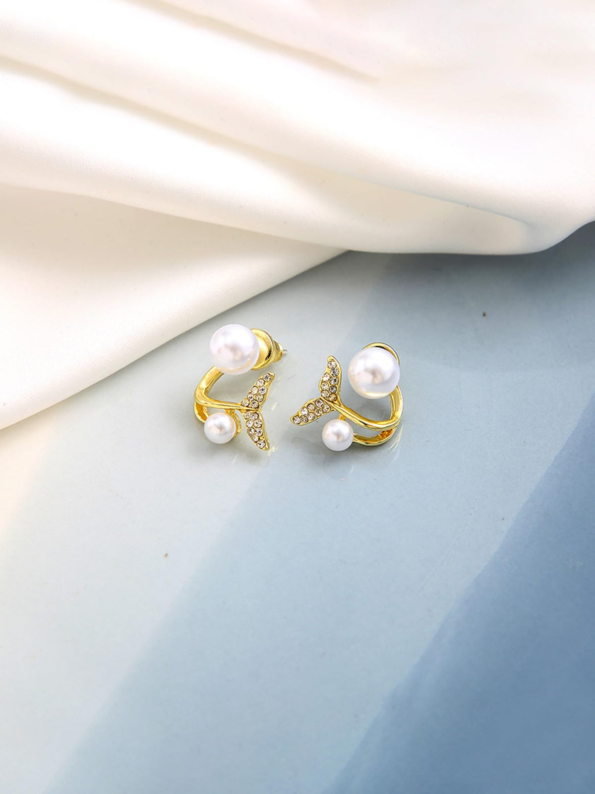 Kairangi Gold Toned Pearl Stud Earrings - Stylish Accessory