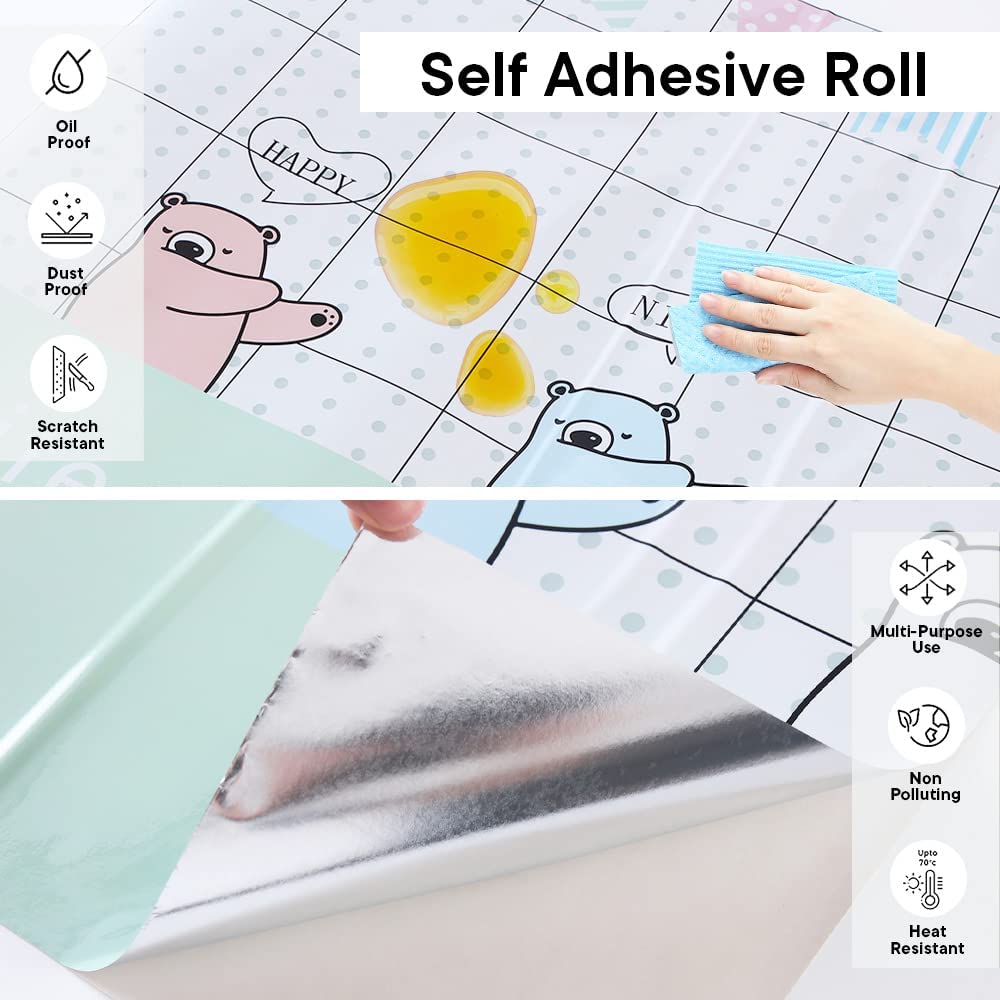 Pack of 5: Self-Adhesive PET Wallpaper for Kids Room | Oilproof, Waterproof, Heat Resistant | 60cm x 300cm