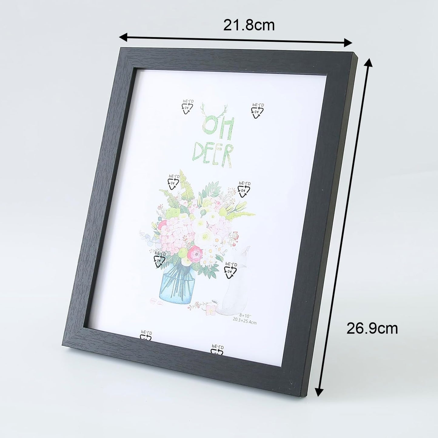 Photo Frame for Home Décor - Crystal Clear Glass | Horizontal & Vertical | 21.8x26.9 CM | Black