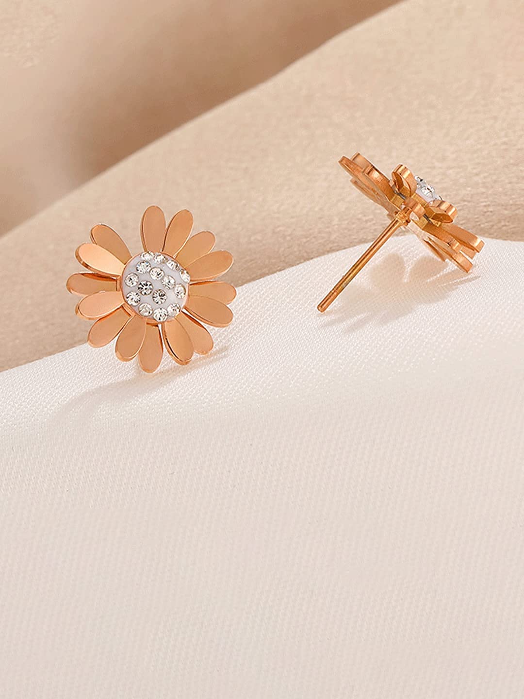 Yellow Chimes white stone stud earrings - Anniversary gift
