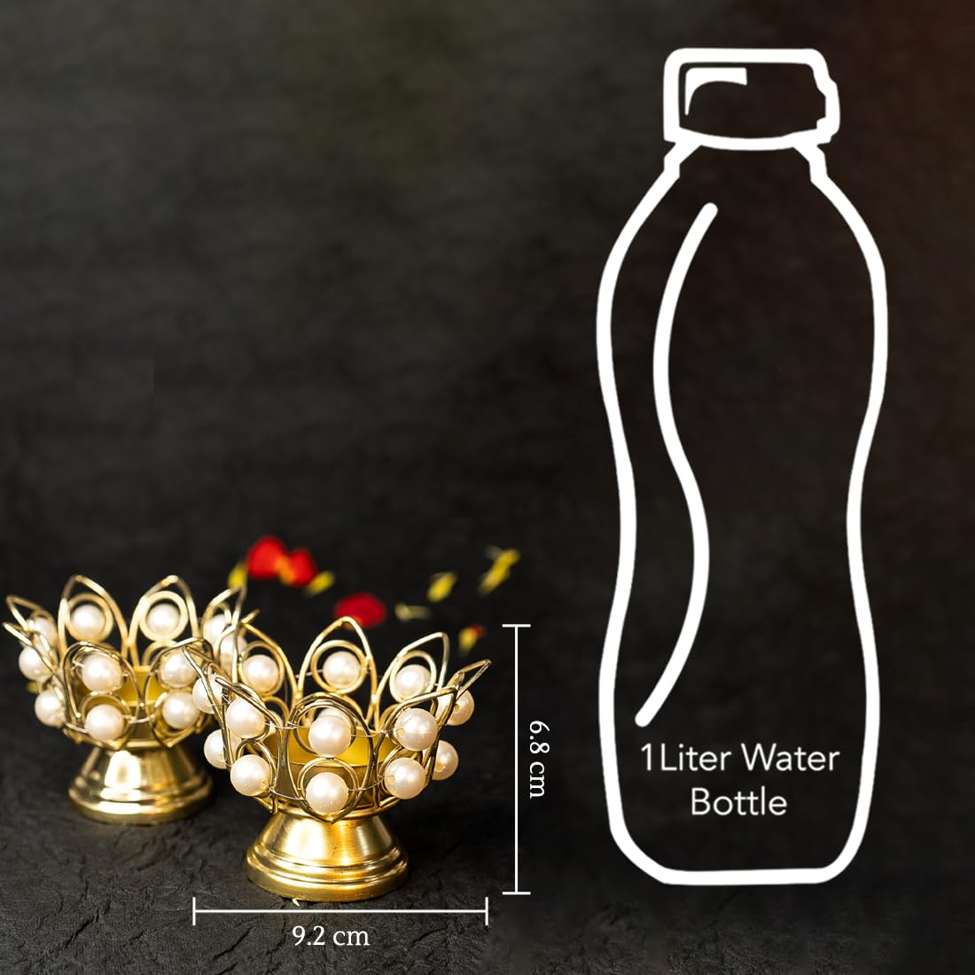 Combo: Pure Brass Ganesh Idol & Tealight Candle Holder | Perfect for Pooja Room & Home Decor | Gold Finish