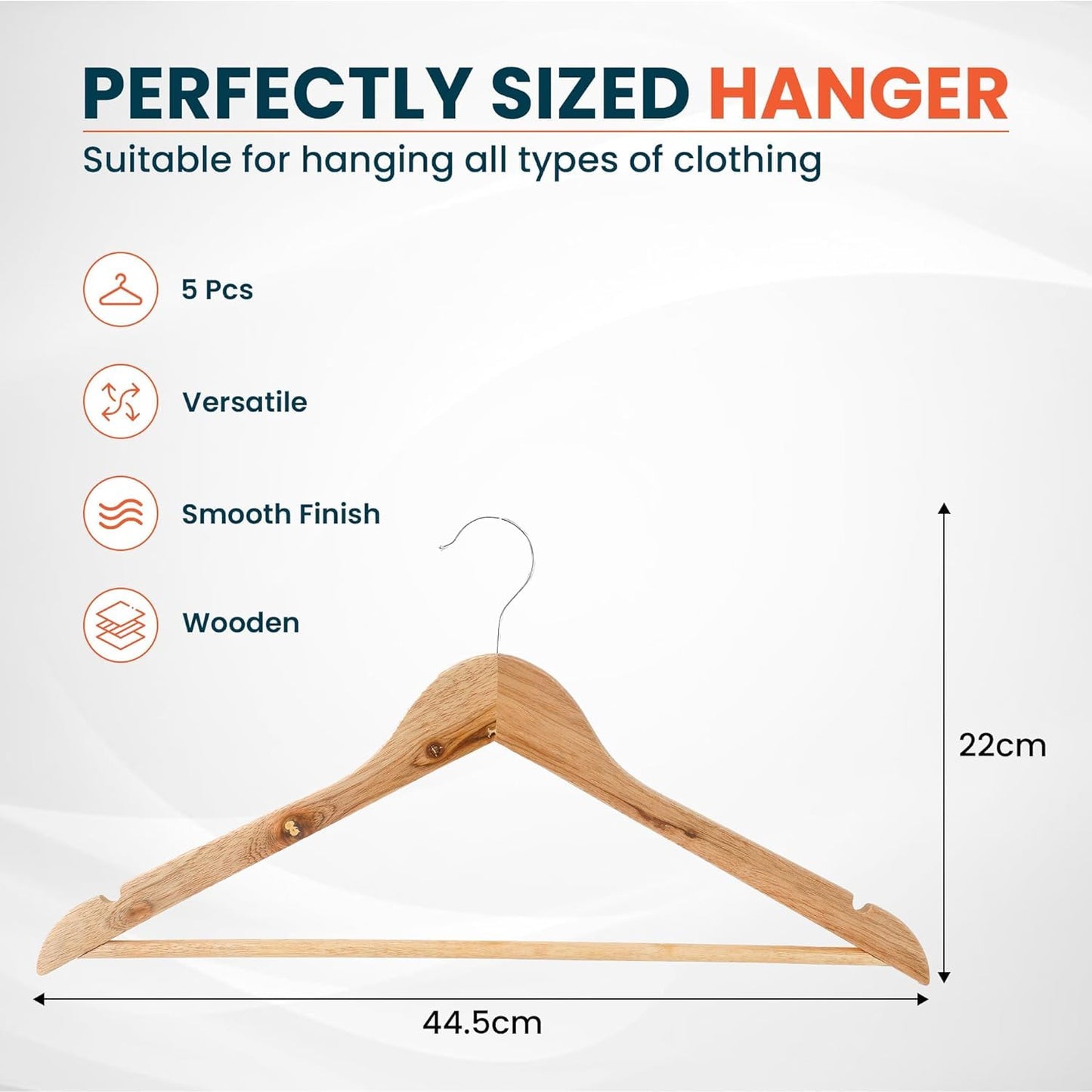 Set of 20: Wooden Cloth Hangers with Chromed Steel Hook | Natural Color | Durable & Stylish Storage | 20 pcs