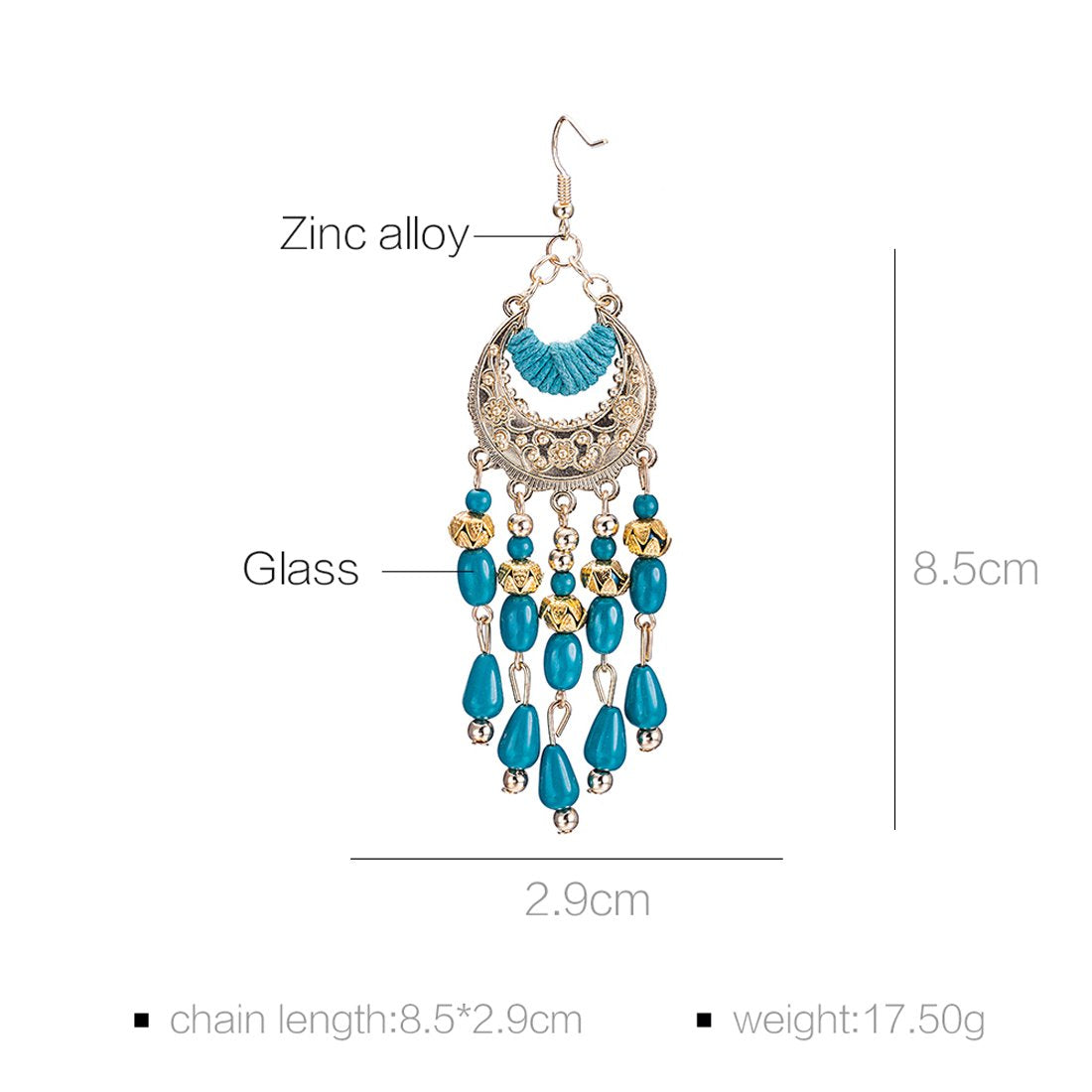 Yellow Chimes Blue Beads Dangle Earrings - Stylish accessory for women