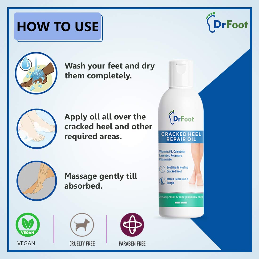 Dr Foot cracked heel repair oil - nighttime foot care routine
