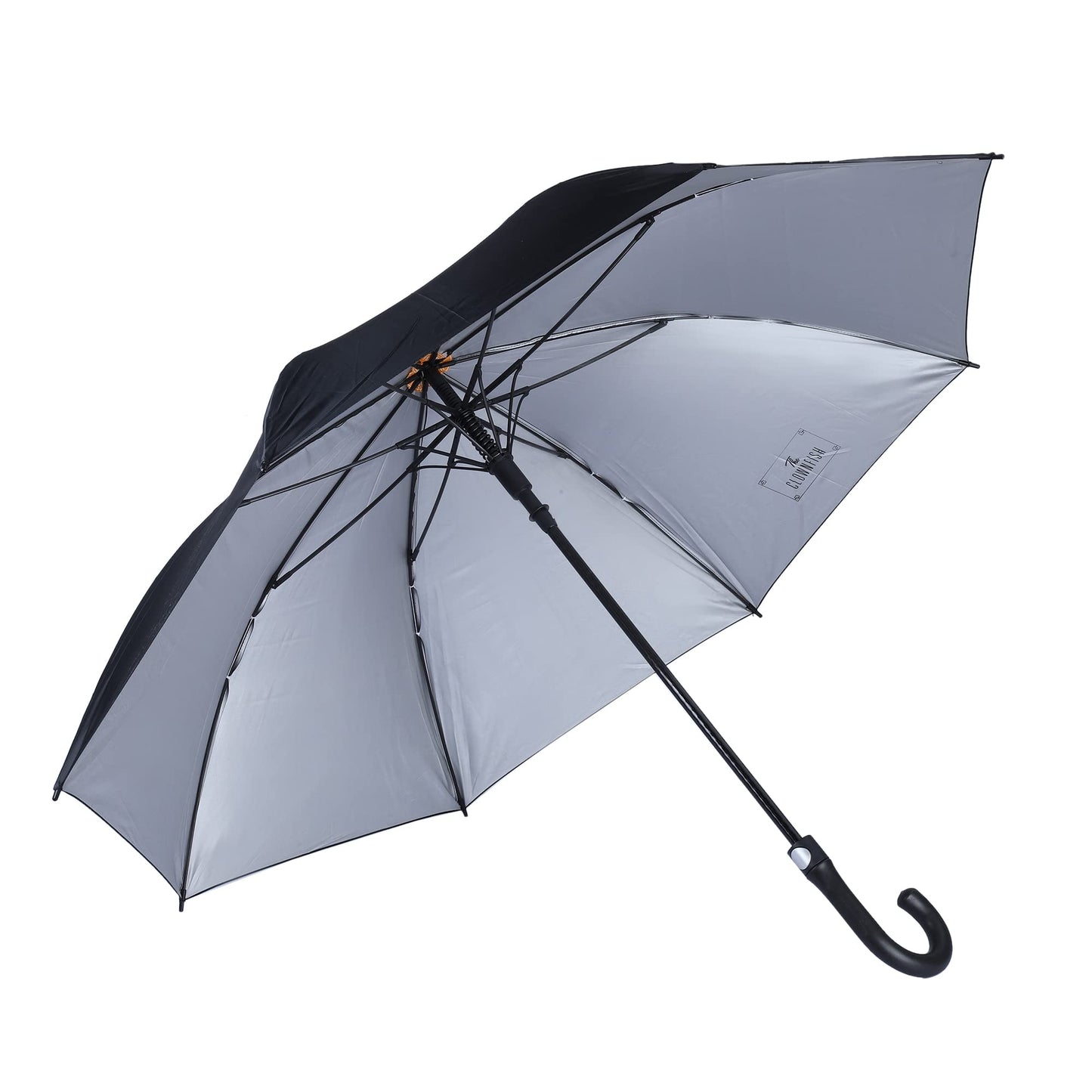 Folding Umbrella - Auto Open, Waterproof Polyester | Includes Strap | Standard Size | Mighty Black