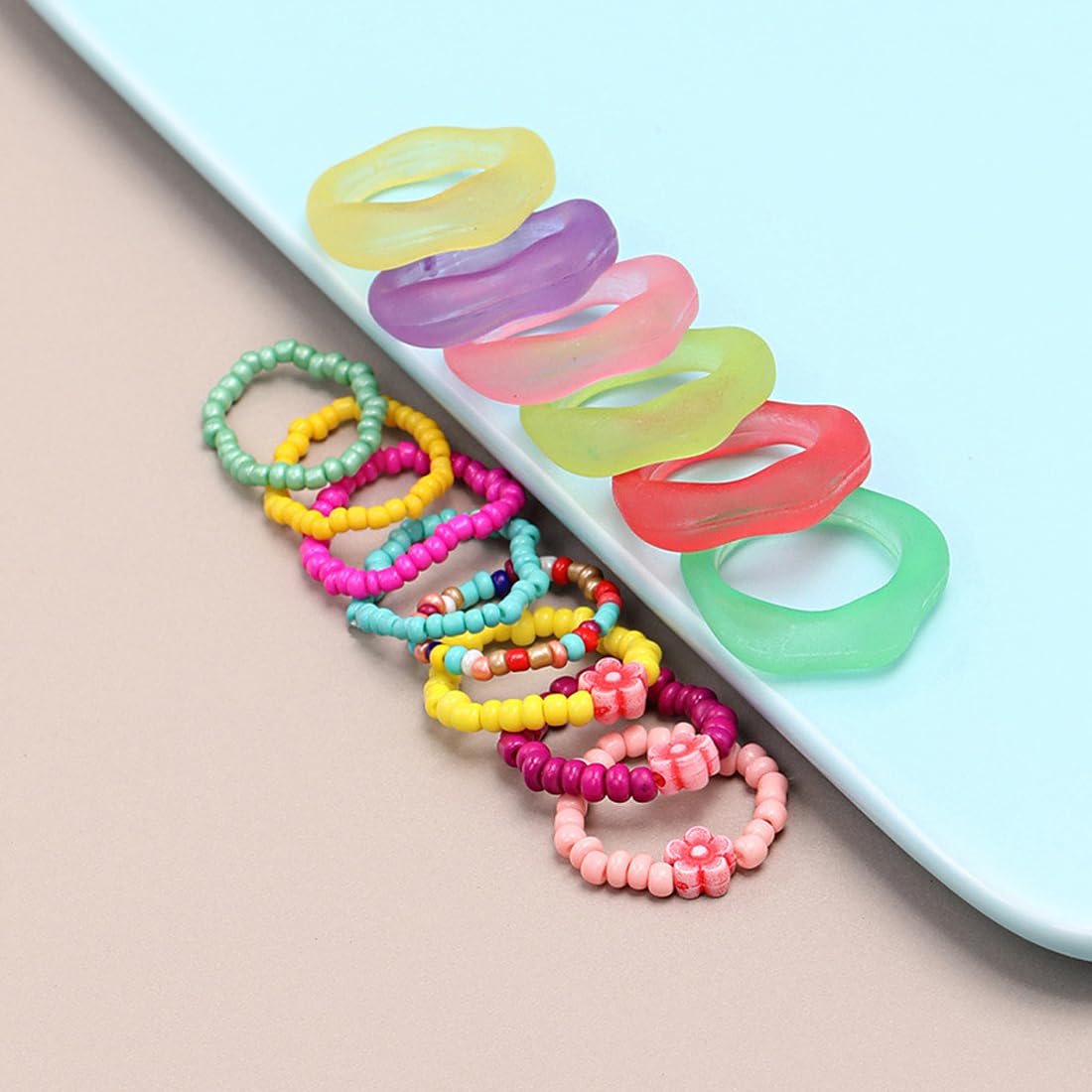 Yellow Chimes multicolor aesthetic stack rings - Birthday gift