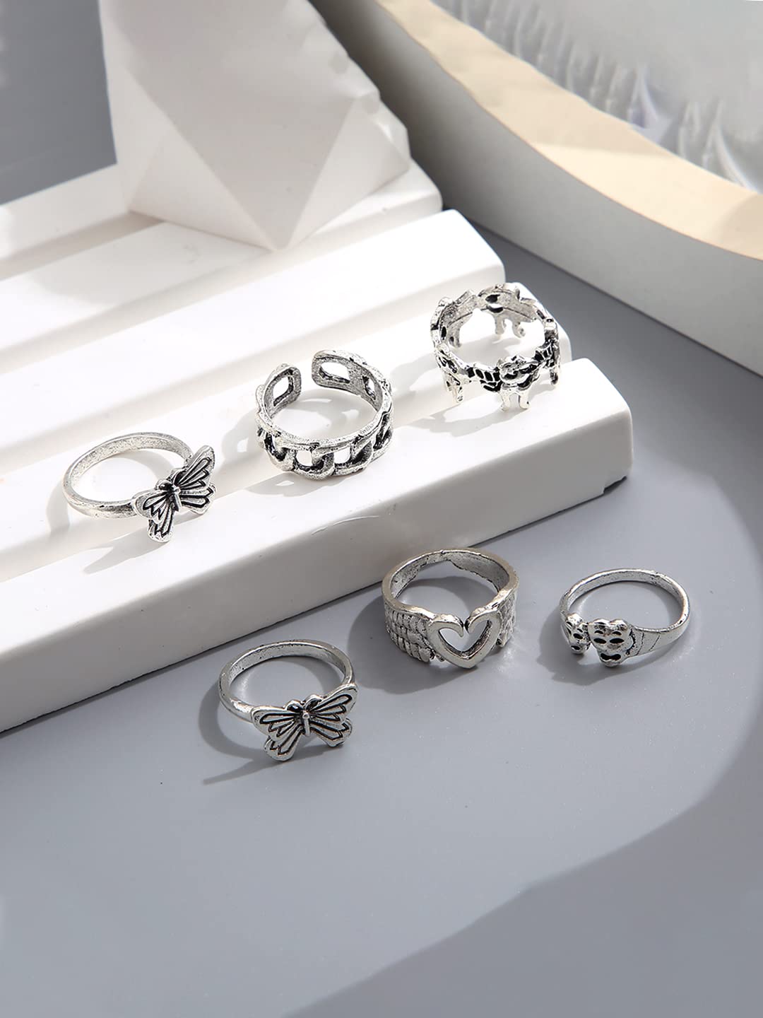 Yellow Chimes Silver Tone Rings - Gift for girlfriend