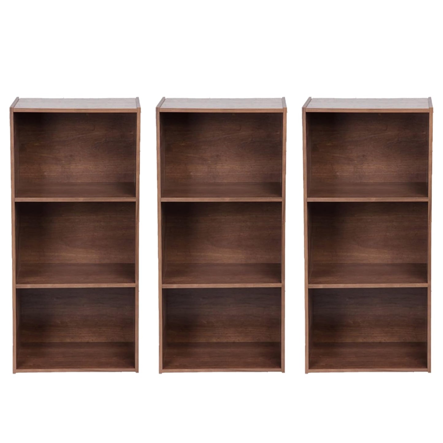 Kuber Industries Book Shelf|Wooden 4 Shelves Engineered Bookshelf|Storage Cabinet for Kitchen,Wall Shelf,D�cor shelf,30"X30",(Brown) (Pack of 3)