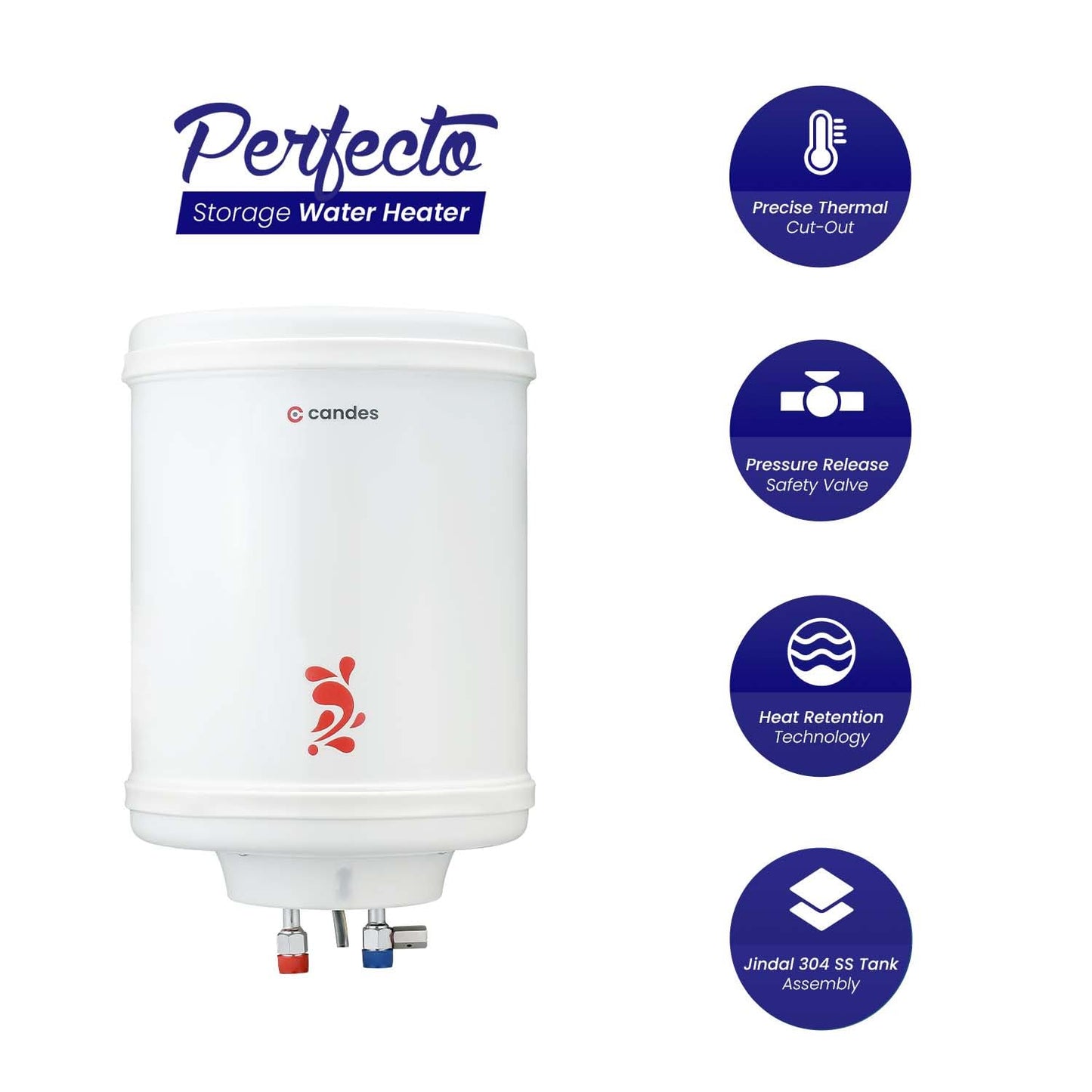 Storage Water Heater with Auto Restart & Fast Heating | Set of Pipes & Fasteners Included | 15 Litre | Ivory