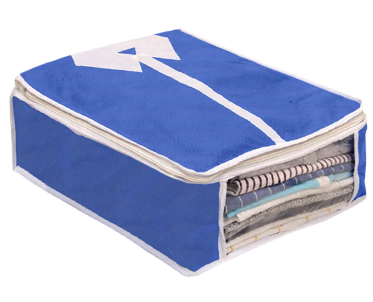 Kuber Industries Shirts & Clothing Organizer With Clear Window- Pack of 3 (Blue)-HS43KUBMART26159
