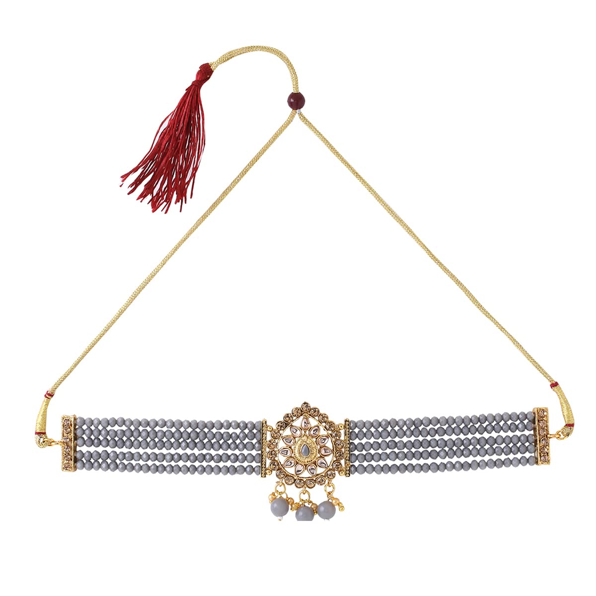 Yellow Chimes Kundan Studded Choker Set - Ethnic Festival