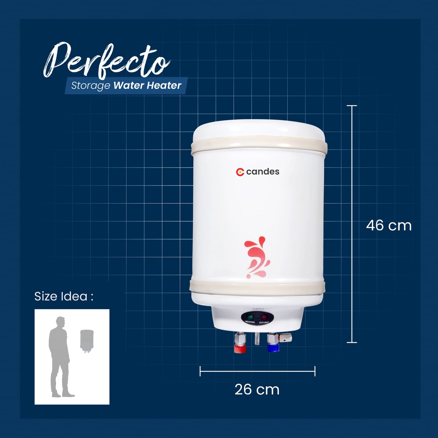 Candes Geyser 10 Litre Storage Water Heater for Home, 5 Star Rated Automatic, 2KW - Perfecto (Ivory)