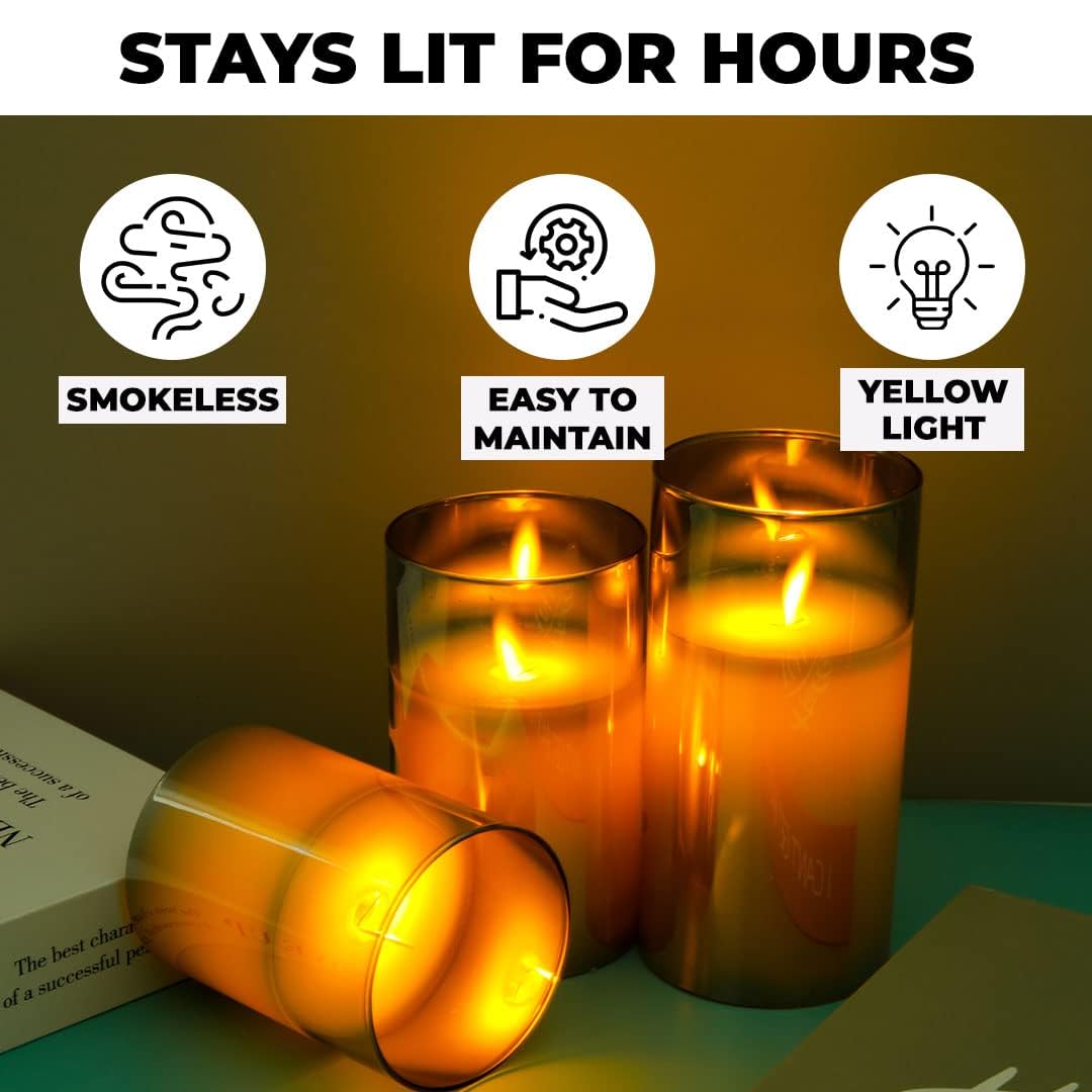 Kuber Industries Pack of 6 LED Candles for Home Decoration|Battey Operated|Flameless Yellow Light|Diwali Lights for Home Decoration,Along with Other Festivities & Parties|Set of 3|B0-004D|Gray