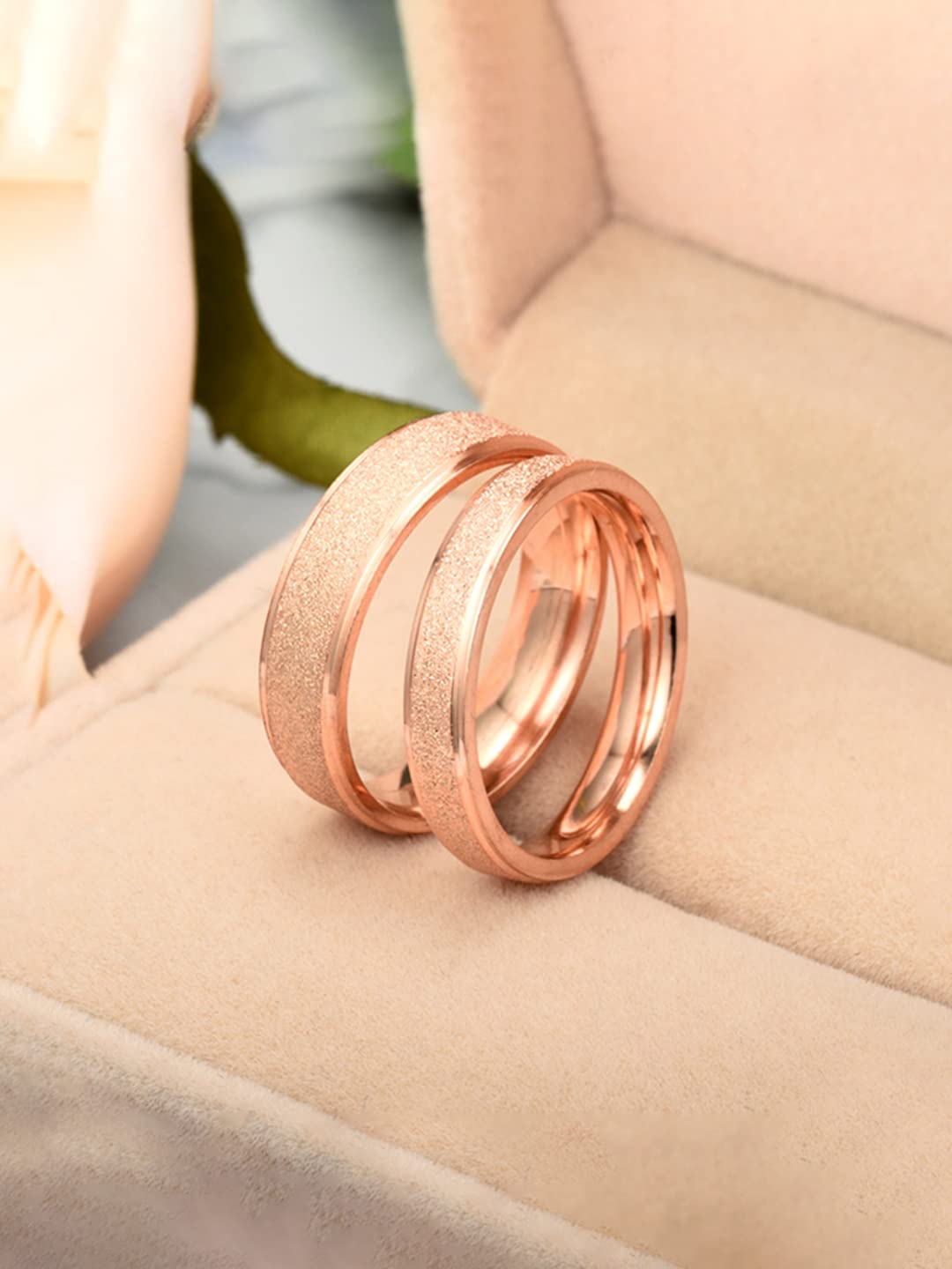 Yellow Chimes rosegold couple rings - Valentine's Day gift