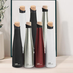The Better Home Insulated Stainless Steel Water Bottle with Cork Cap | 18 Hours Insulation | Pack of 3-750ml Each | Hot Cold Water for Office School Gym | Leak Proof & BPA Free | Black Colour
