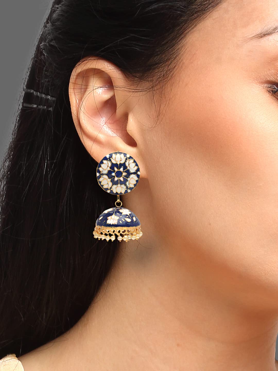 Yellow Chimes Meenakari Jumka Earrings - Elegant Gift for Special Occasions