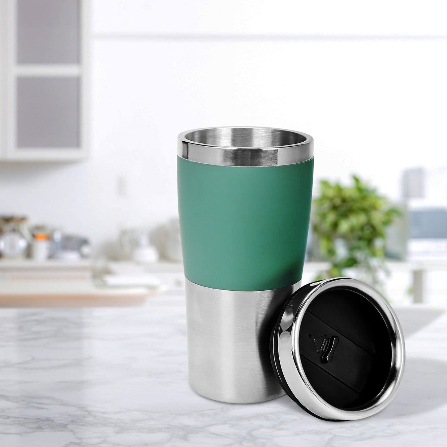 450 ML Insulated Travel Mug - BPA Free, Leak Proof | Double Wall Stainless Steel | Keeps Drinks Hot/Cold | Green