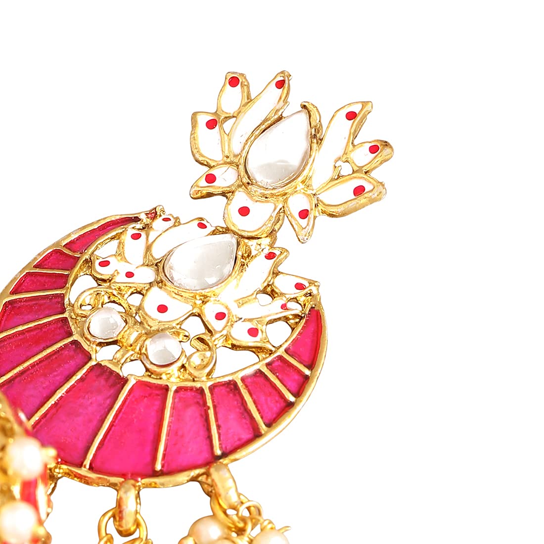 Yellow Chimes Pink Meenakari Jhumka Earrings - Festival accessory