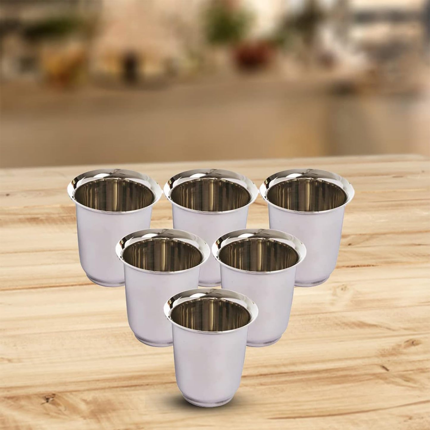 Kuber Industries Small Stainless Steel Glass | Set of 6 I South Indian Design | Multipurpose Serving Tea Coffee I Mirror Finish | Easy to Clean & Maintain (Pack of 3)